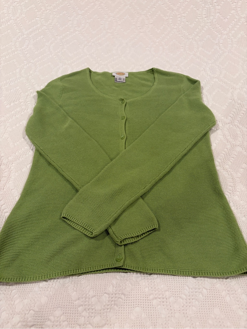 Talbots Ribbed Green Button-Front Knit Cardigan Sweater - Picture 6 of 6